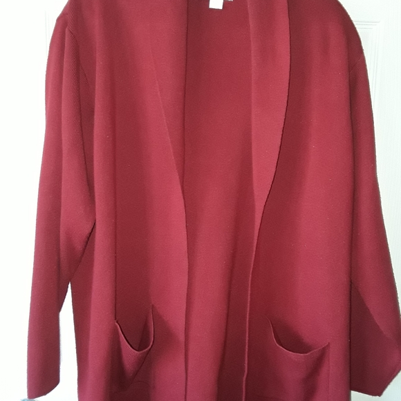 Dressbarn Woman Dark Red Open Front Cardigan (2 for $15) - Picture 2 of 7